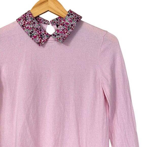 J. Crew Tippi sweater with Liberty collar fresh berry light pink merino wool cot - Picture 10 of 11